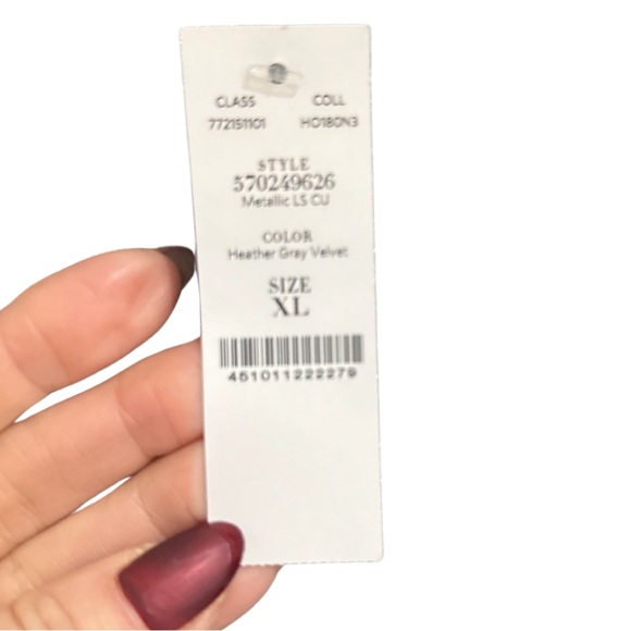 NEW White House Black Market 3/4 length cardigan w/ belt Black & Silver sparkle - Picture 3 of 3